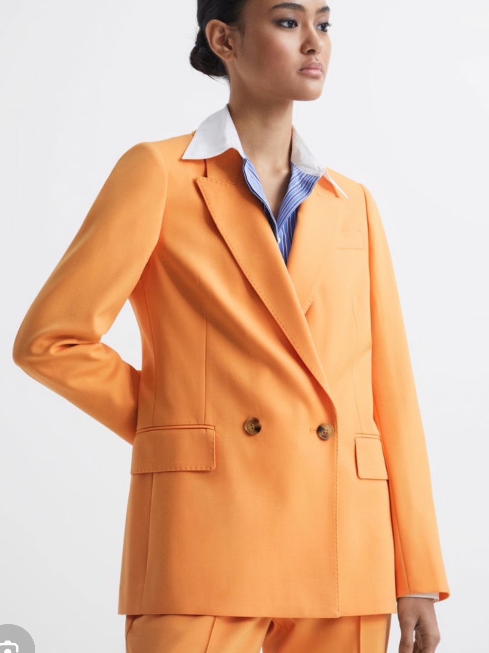 Reiss Double-Breasted Blazer in Bright Orange